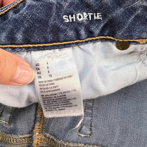American Eagle Women's Denim Shortie Shorts Size 6 Super Stretch Summer Basics - Picture 13 of 15